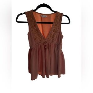 Rip Curl Embroidered V-Neck Top - Brown